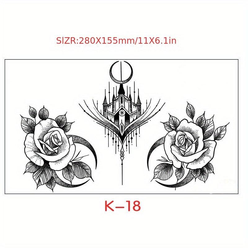 Flowers Wings Tattoo Sticker Clavicle Chest Body Stickers