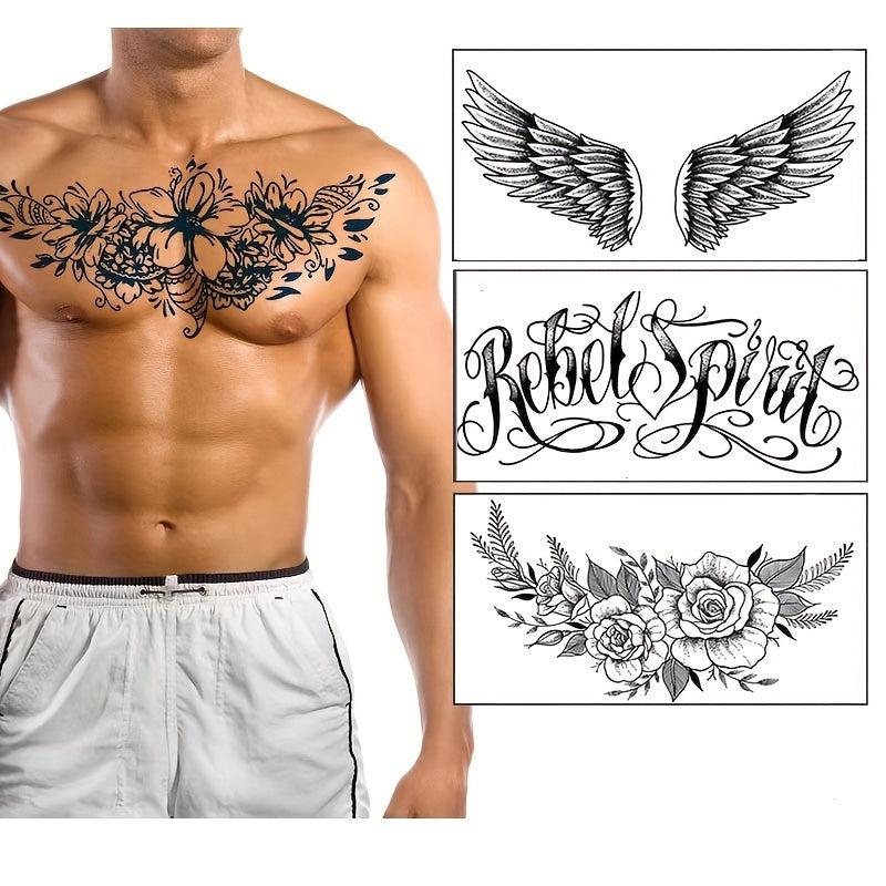 Flowers Wings Tattoo Sticker Clavicle Chest Body Stickers
