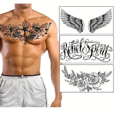 Flowers Wings Tattoo Sticker Clavicle Chest Body Stickers