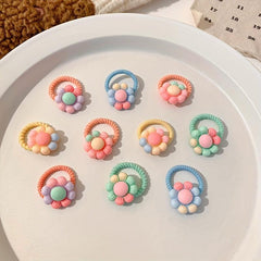 10pcs Flower Decor Rubber Bands Hair Tie No Damage Headwear