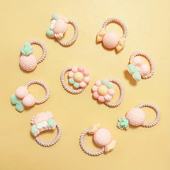 10pcs Flower Decor Rubber Bands Hair Tie No Damage Headwear