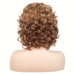 Blonde Bob Wave Wig Short Curly Wig Heat Resistant Synthetic Fiber