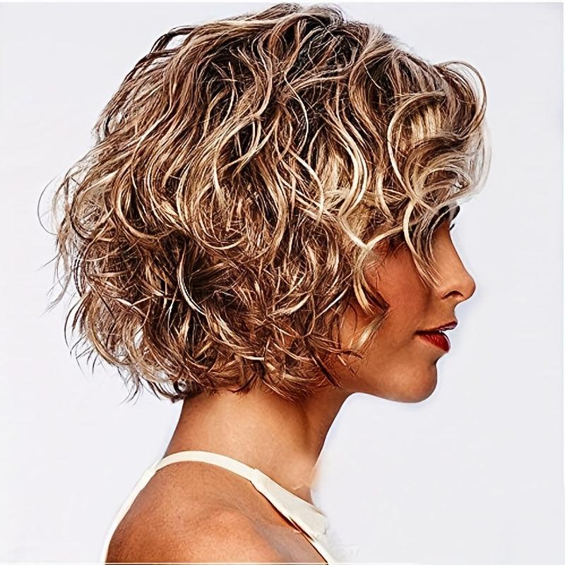 Fashionable Short Curly Hair Wig Heat Resistant Synthetic Fiber Wig