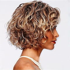 Fashionable Short Curly Hair Wig Heat Resistant Synthetic Fiber Wig