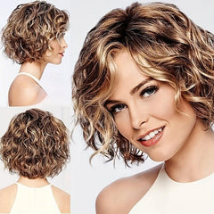 Fashionable Short Curly Hair Wig Heat Resistant Synthetic Fiber Wig