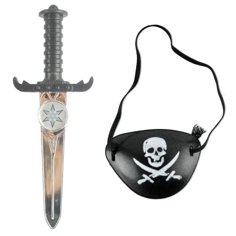Halloween Plastic Weapon Skeleton Assassin Pirate Dagger & Eye Patch
