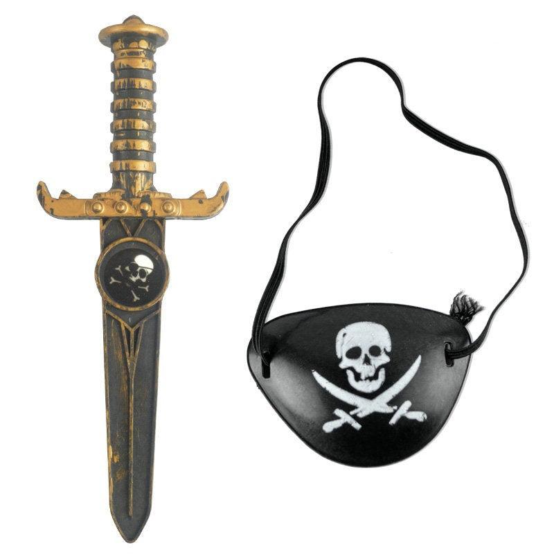 Halloween Plastic Weapon Skeleton Assassin Pirate Dagger & Eye Patch