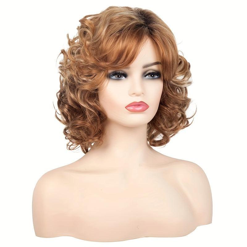 Short Curly Wig Heat Resistant Synthetic Fiber for Daily Party Decors