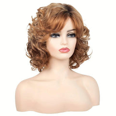 Short Curly Wig Heat Resistant Synthetic Fiber for Daily Party Decors