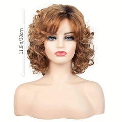 Short Curly Wig Heat Resistant Synthetic Fiber for Daily Party Decors