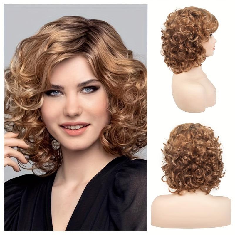 Short Curly Wig Heat Resistant Synthetic Fiber for Daily Party Decors