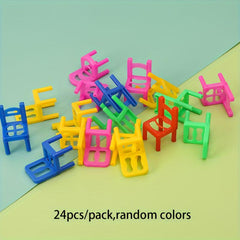 24pcs Stacking Chair Building Block Toy - Interactive Educational Game