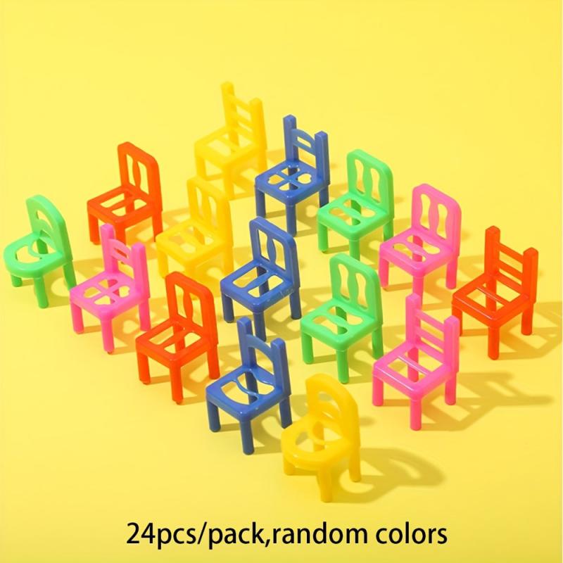 24pcs Stacking Chair Building Block Toy - Interactive Educational Game