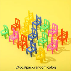 24pcs Stacking Chair Building Block Toy - Interactive Educational Game