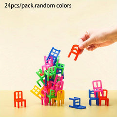 24pcs Stacking Chair Building Block Toy - Interactive Educational Game