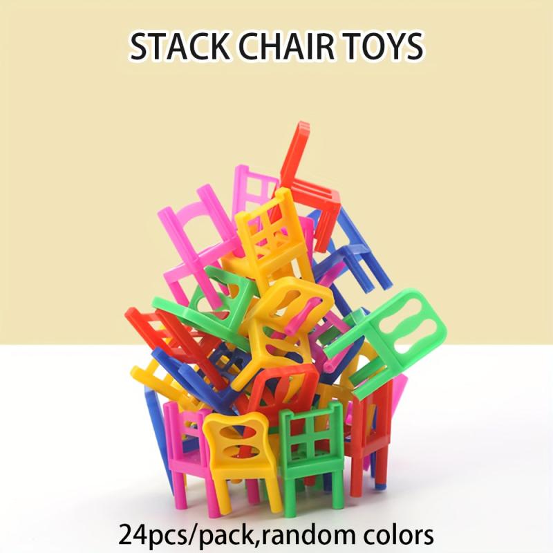 24pcs Stacking Chair Building Block Toy - Interactive Educational Game
