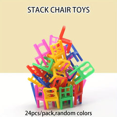 24pcs Stacking Chair Building Block Toy - Interactive Educational Game