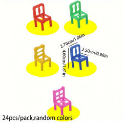 24pcs Stacking Chair Building Block Toy - Interactive Educational Game
