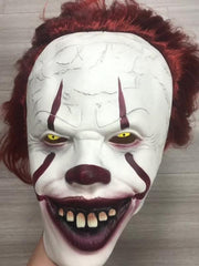 Horror Clown Mask Latex Scary Red Hair Halloween Carnival Costume Prop