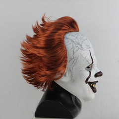 Horror Clown Mask Latex Scary Red Hair Halloween Carnival Costume Prop