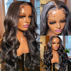 Natural Looking Long Curly Wig with Water Wave Bangs