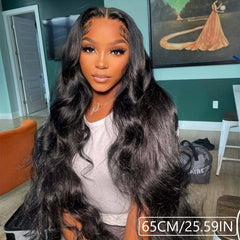 Natural Looking Long Curly Wig with Water Wave Bangs