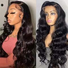 Natural Looking Long Curly Wig with Water Wave Bangs