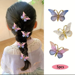 5PCS Girl's Sweet Butterfly Hair Clip Gradient Hair Accessories