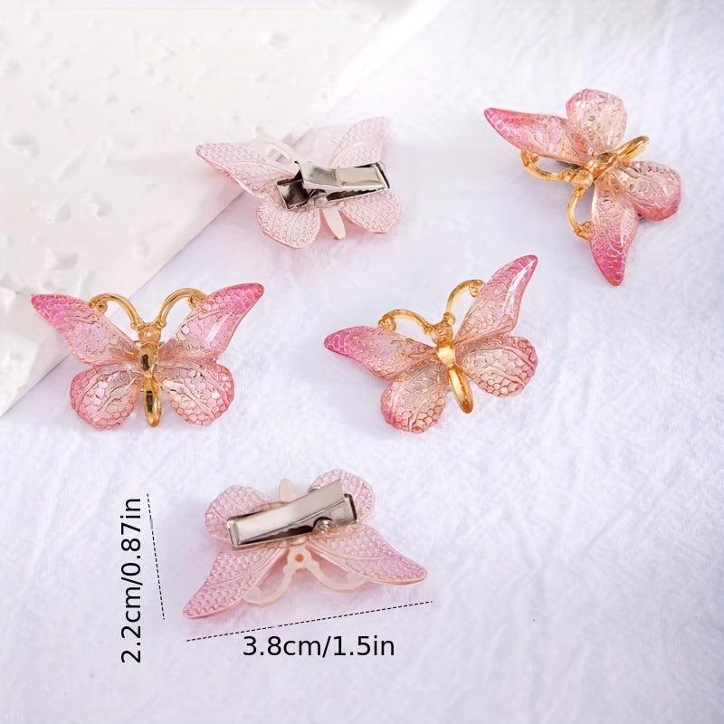 5PCS Girl's Sweet Butterfly Hair Clip Gradient Hair Accessories