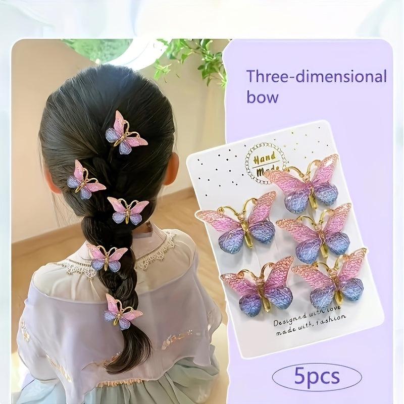 5PCS Girl's Sweet Butterfly Hair Clip Gradient Hair Accessories