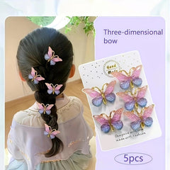 5PCS Girl's Sweet Butterfly Hair Clip Gradient Hair Accessories