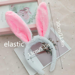 Soft Rabbit Ears Elastic Headband Plush Toy for Girls Gift