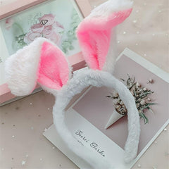 Soft Rabbit Ears Elastic Headband Plush Toy for Girls Gift