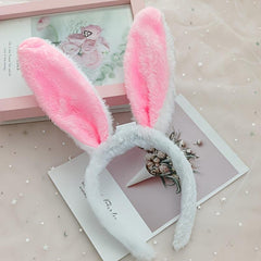 Soft Rabbit Ears Elastic Headband Plush Toy for Girls Gift