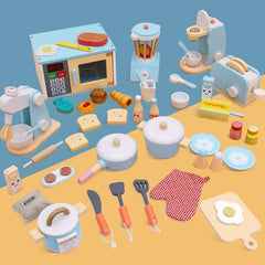 Kids Wooden Bread Maker Mixer Toy Kitchen Set