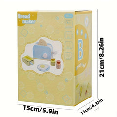 Kids Wooden Bread Maker Mixer Toy Kitchen Set