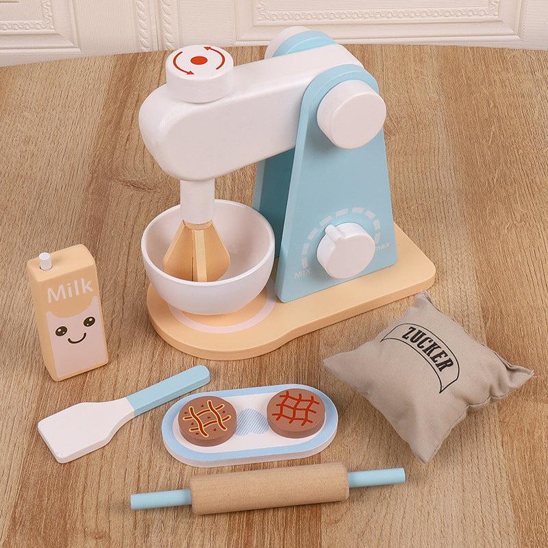 Kids Wooden Bread Maker Mixer Toy Kitchen Set