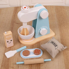 Kids Wooden Bread Maker Mixer Toy Kitchen Set