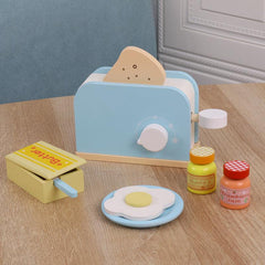 Kids Wooden Bread Maker Mixer Toy Kitchen Set
