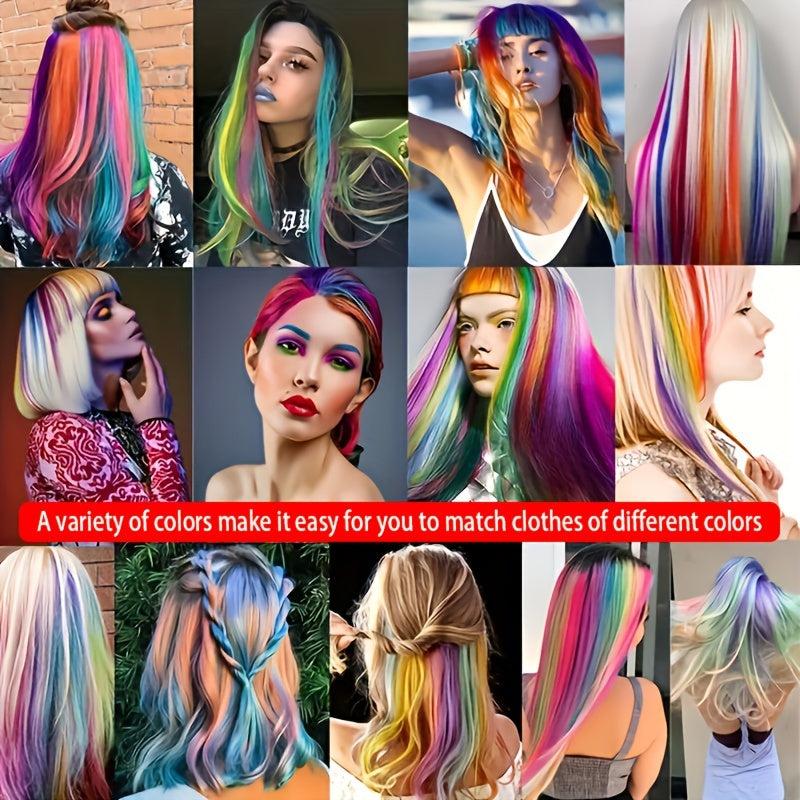 Rainbow Clip In Hair Extensions for Girls - Colorful Synthetic Hairpieces