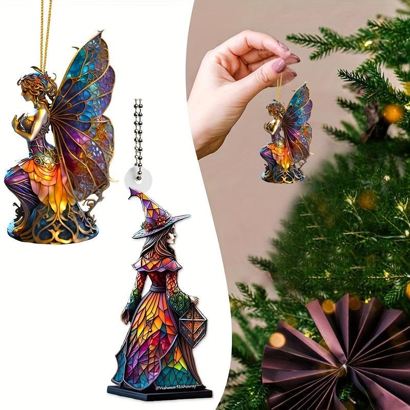 Fairy Witch Hanging Decoration Acrylic Car Christmas Tree Decor