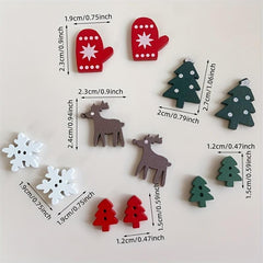 50pcs Wooden Christmas Decorative Buttons Mixed Pattern for DIY Stickers