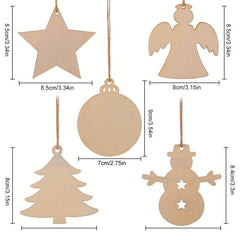 50pcs Unfinished Wooden Christmas Ornaments for DIY Art Crafts