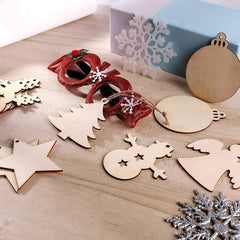50pcs Unfinished Wooden Christmas Ornaments for DIY Art Crafts