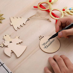 50pcs Unfinished Wooden Christmas Ornaments for DIY Art Crafts