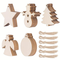50pcs Unfinished Wooden Christmas Ornaments for DIY Art Crafts