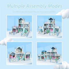 9-room Princess Doll House Toy Set with Dog, Trees & 25 Furniture Accessories