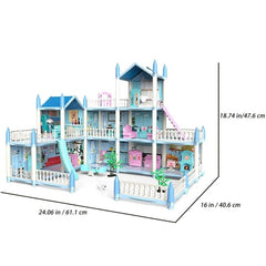 9-room Princess Doll House Toy Set with Dog, Trees & 25 Furniture Accessories