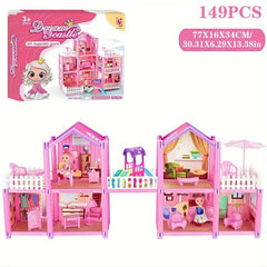 Doll House Girls' Villa Princess Castle Set Children's Crossing Home Toy