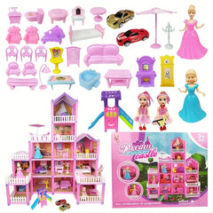 Doll House Girls' Villa Princess Castle Set Children's Crossing Home Toy